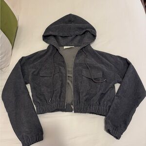 American Threads Corduroy Cropped Hoodie Jacket